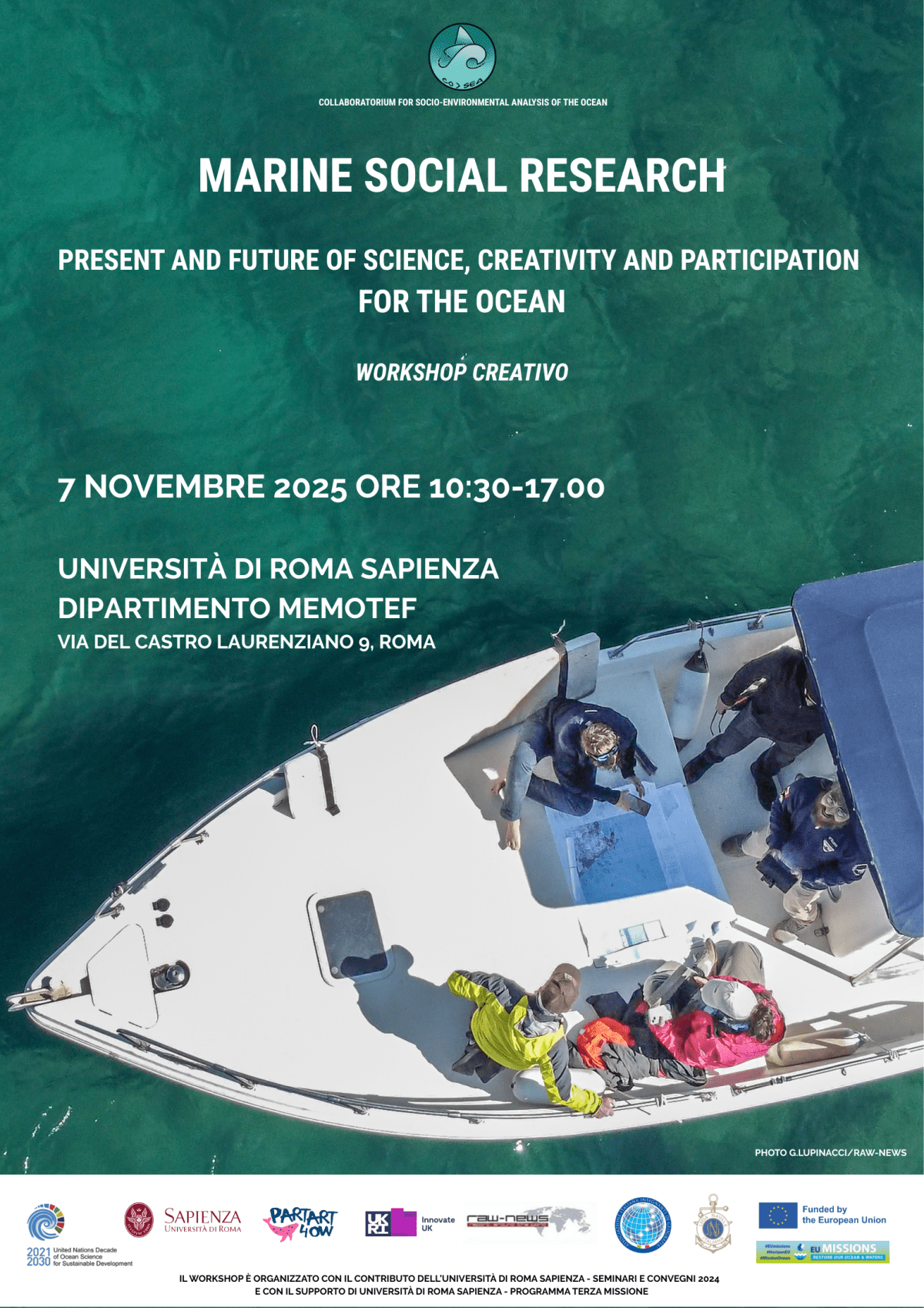Marine Social Research. CoSea_Lab creative workshop @Sapienza&nbsp;Memotef